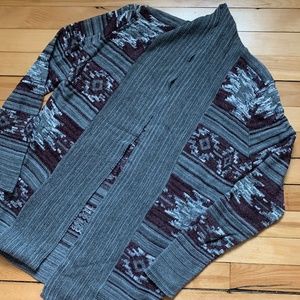 Vanity Burgundy and Gray Shawl Collar Cardigan (S)